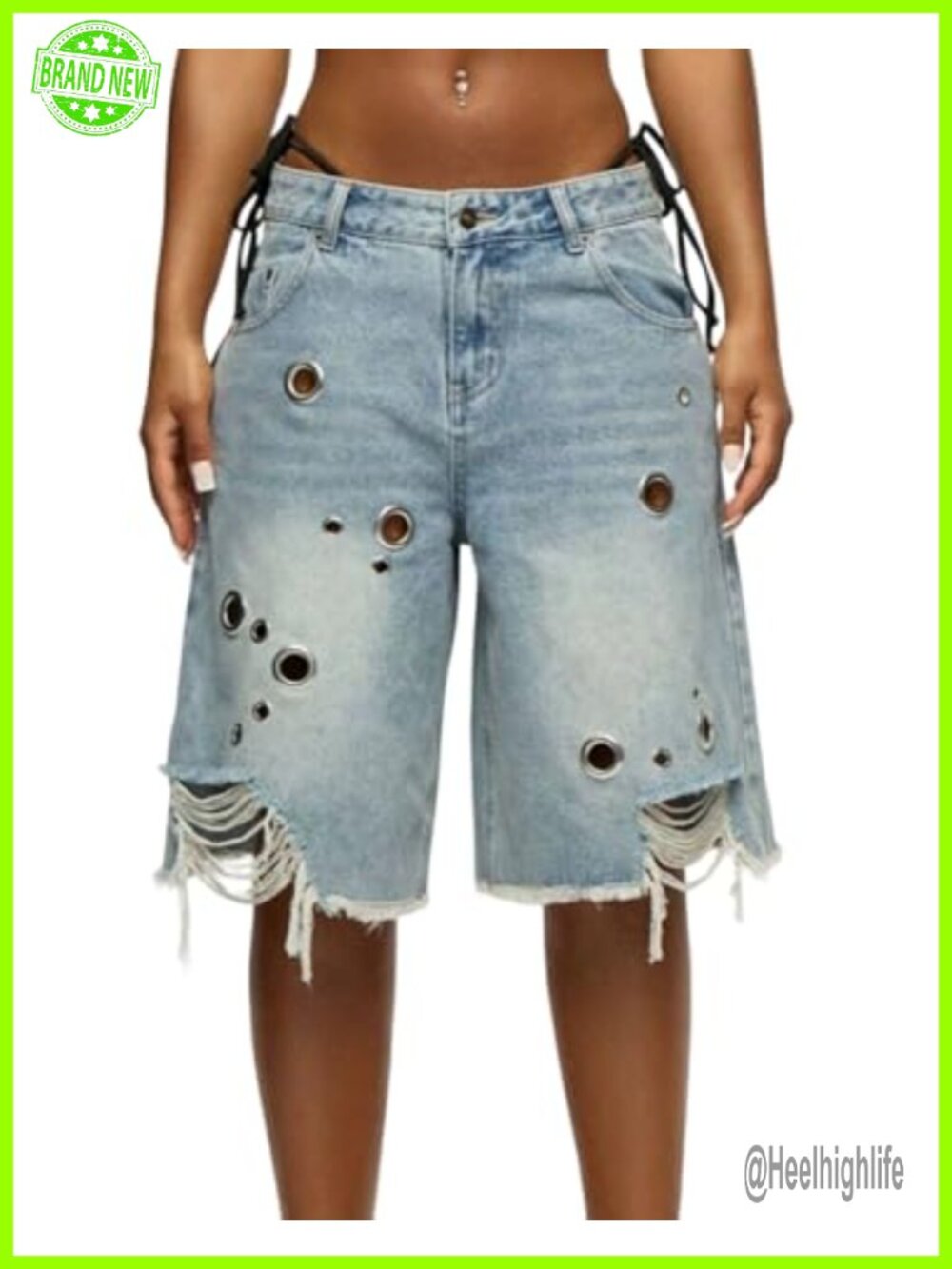 High Waisted Ripped Distressed Baggy Denim Jean Shorts